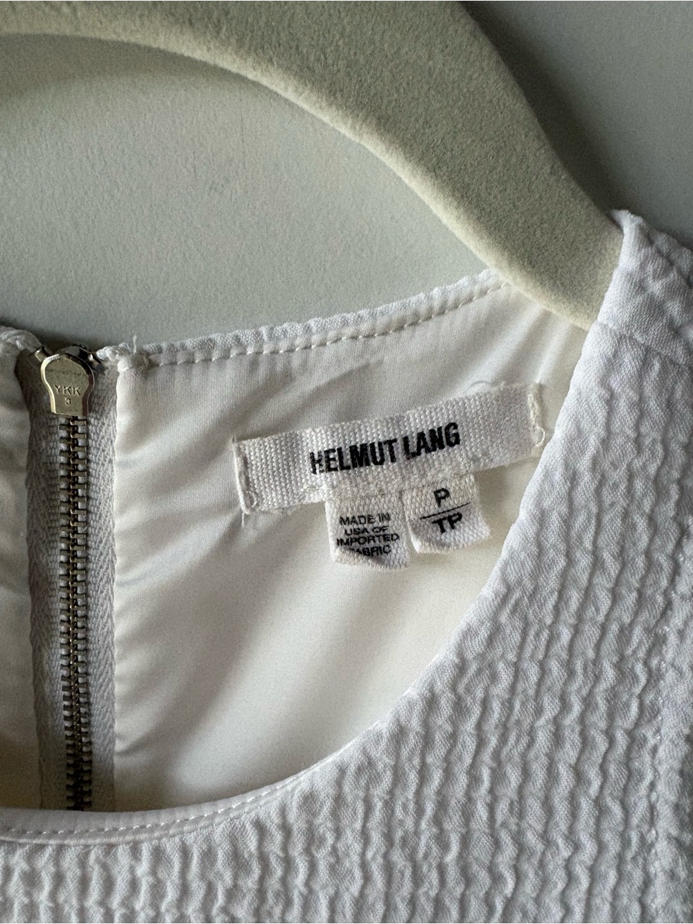 Helmut Lang White Textured Seersucker Sleeveless High Neck Zip Back Top XS P - Picture 3 of 4